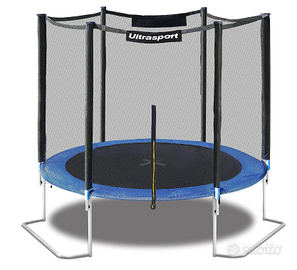 Trampolino elastico D 251 cm con rete protezione