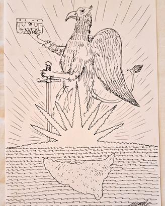 Pippo Made’ schizzo a china  originale firmato