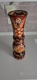 VASO DI LEGNO INTAGLIATO A MANO CON DECORAZIONI