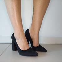 Decollété tacco largo effetto scamosciato num. 37