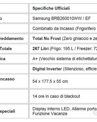 Frigorifero Samsung da incasso - Total NO FROST