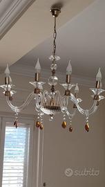 Splendido Lampadario classico in vetro e cristallo