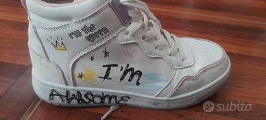 Scarpe Sneakers da ragazza alte bianche