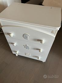 Fasciatoio con vaschetta integrata e cassettiera