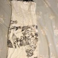 Vestito bianco e nero con bretelle chic