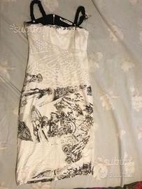 Vestito bianco e nero con bretelle chic