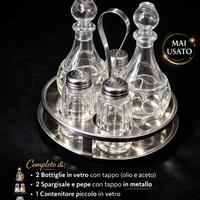 Set oliera e acetiera completo con supporto in met