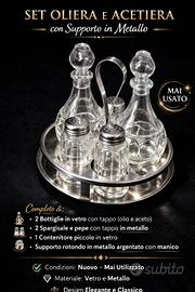 Set oliera e acetiera completo con supporto in met
