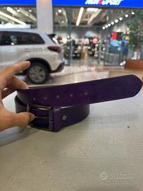 Cintura in vera pelle viola effetto vintage,fibbia