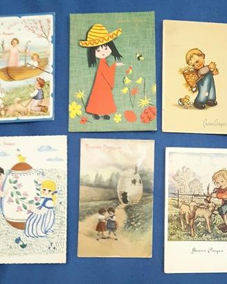 AUGURI BUONA PASQUA Lotto 6 cartoline formato fp