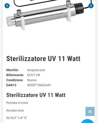 Sterilizzatore UV-C 11 watt