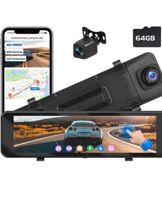 Dash Cam Specchietto Retrovisore 4K + 1080P adas