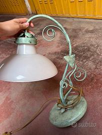 Lampada abat jour vintage verde anticato