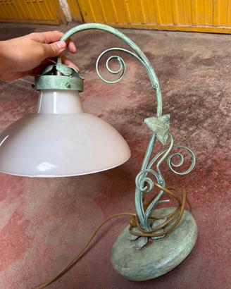 Lampada abat jour vintage verde anticato