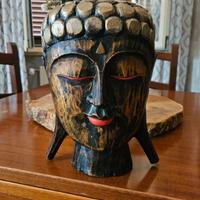 Testa Buddha in legno 34 cm