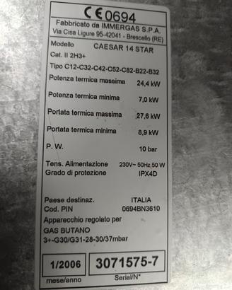 scaldabagno a gas GPL  della Immergas