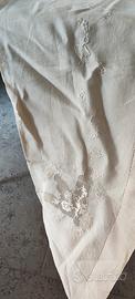 Stupendo lenzuolo matrimoniale in lino con filet