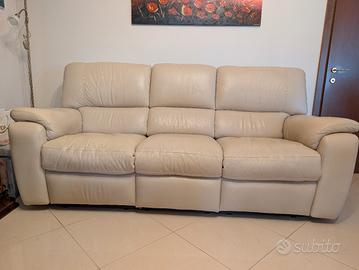 Divano 3 posti beige pelle relax  210cm