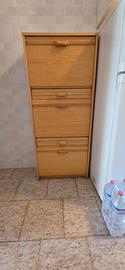 Scarpiera Slim in Legno Chiaro a 3 Ribalte con Cas