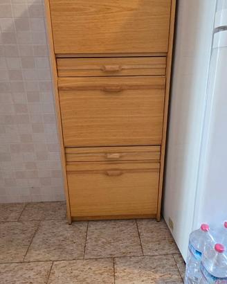 Scarpiera Slim in Legno Chiaro a 3 Ribalte con Cas