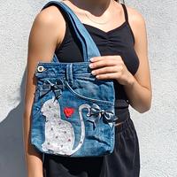 Borsa in jeans riciclato fatta a mano 