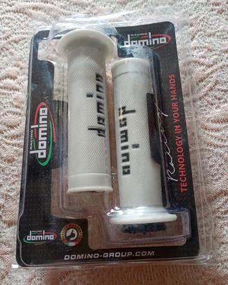 manopole domino bianche per moto 