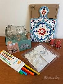 Set box casa completo tagliere barattolo vetro