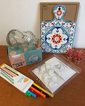 Set box casa completo tagliere barattolo vetro