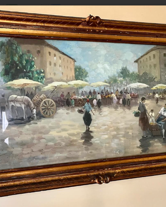 MAESTOSOdipintoFIRMATO"ScenaMERCATO"anno'40/'60