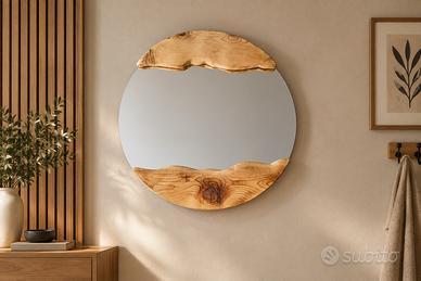 Specchi artigianali con cornici in legno naturali