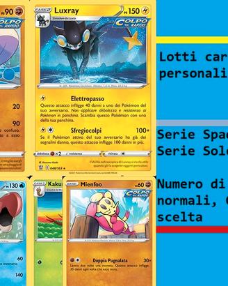 Pokémon GCC: lotti personalizzati di carte, rare