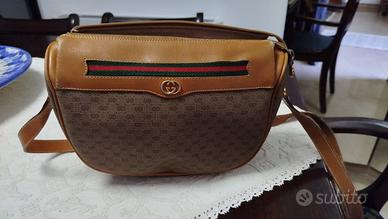Borsa vintage Gucci con tracolla pelle e tela imp