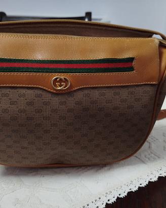 Borsa vintage Gucci con tracolla pelle e tela imp