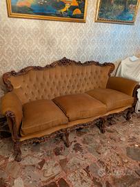 Divano antico 3 posti stile Barocco in velluto 