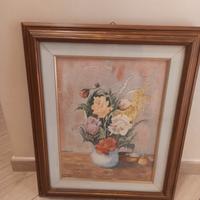 quadro con fiori acquerello anni 70 
