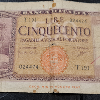 500 lire di carta del dopoguerra
