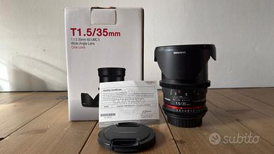 Obiettivo Samyang Cine Lens 35mm f/1.5 Canon EOS