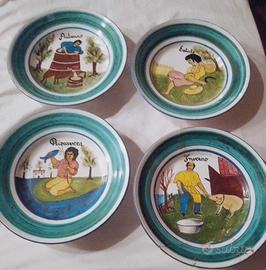 Piatti, ornamentali, da muro, quattro stagioni 