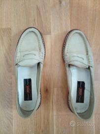 scarpa,mocassini  SISLEY pelle nubuck avorio 37