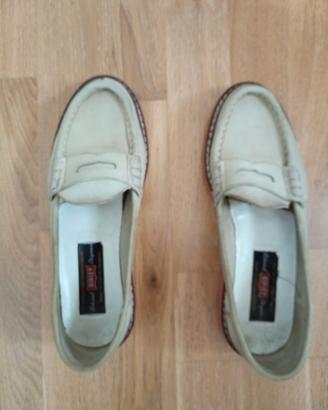 scarpa,mocassini  SISLEY pelle nubuck avorio 37
