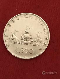 Moneta da 500 lire argento caravelle