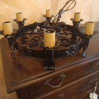 Lampadario artistico in ferro battuto