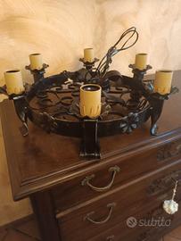 Lampadario artistico in ferro battuto