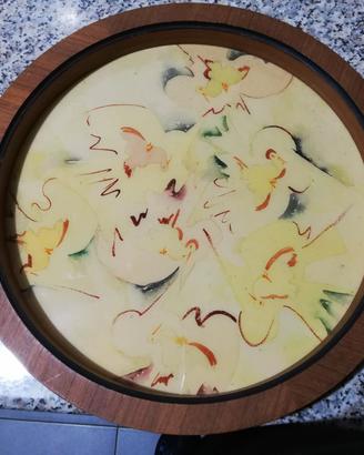 quadro rotondo con cornice in legno 