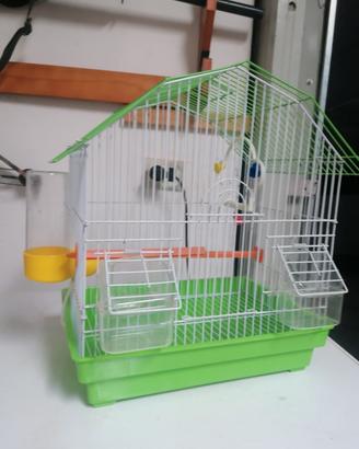 gabbia per canarini/uccelli piccola più accessori 
