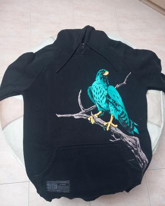 Felpa Dolly Noire Nero Hoodie con Grafica Falco