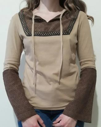 Maglia effetto camoscio beige e marrone tg. S/ 40