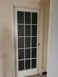 Porta scorrevole 81*210 panna a vetrate