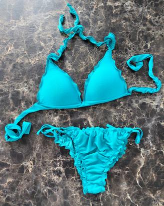 Bikini in tessuto verde acqua cangiante