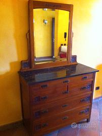 ANTICO CASSETTONE CON SPECCHIO E PIANO IN MARMO